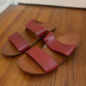 Red leather sandals